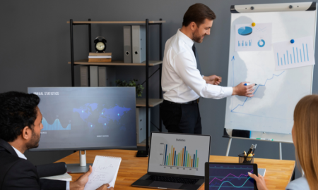 Finance team in modern office